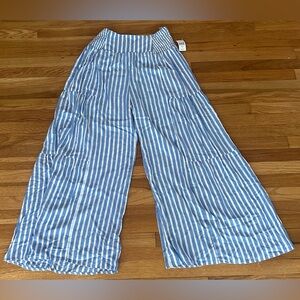 ANGIE Size MEDIUM Blue and White Striped Wide Leg Pants